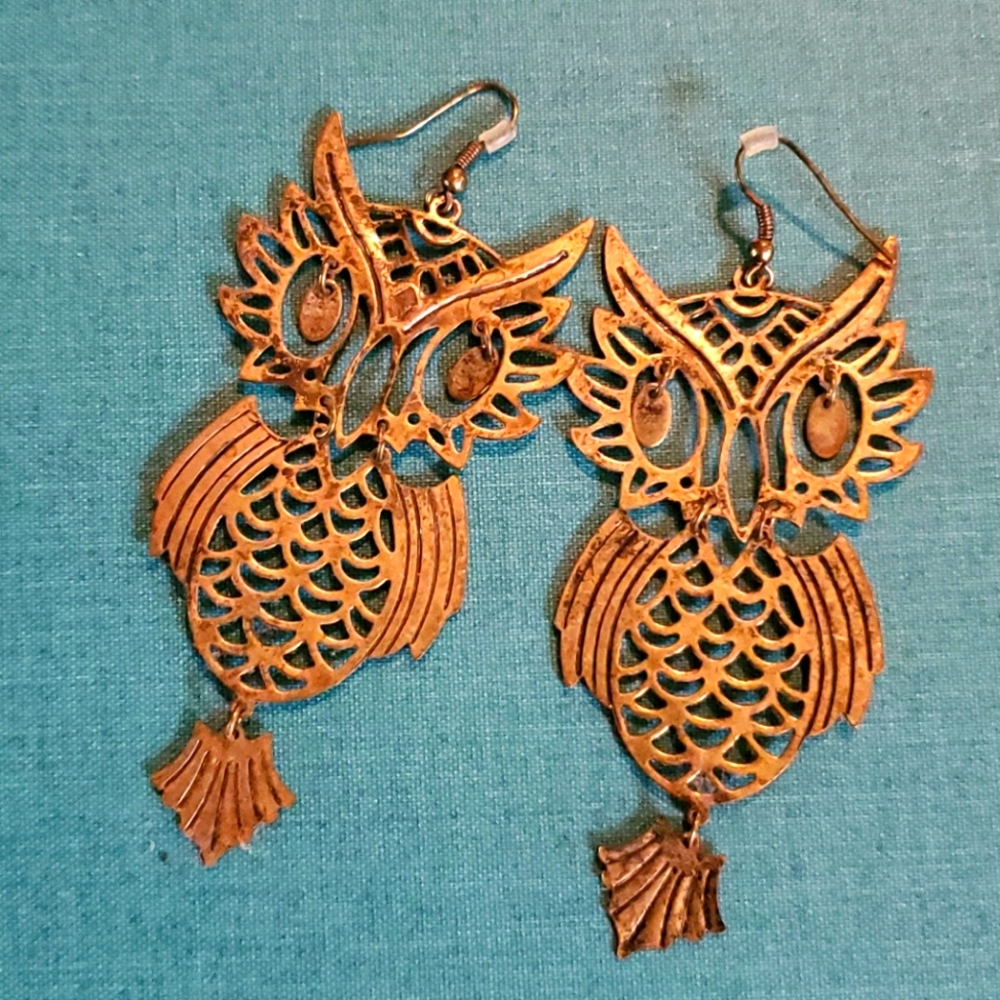 Bronze Owl Earrings